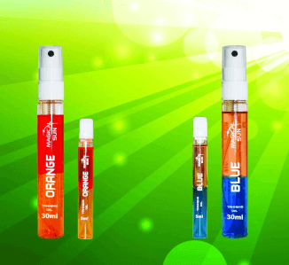 two-phase tanning oils orange and blue from magical sun